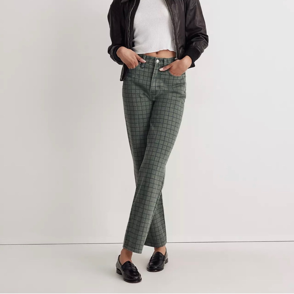 NWT Madewell Perfect Vintage Straight Jean in Windowpane Plaid